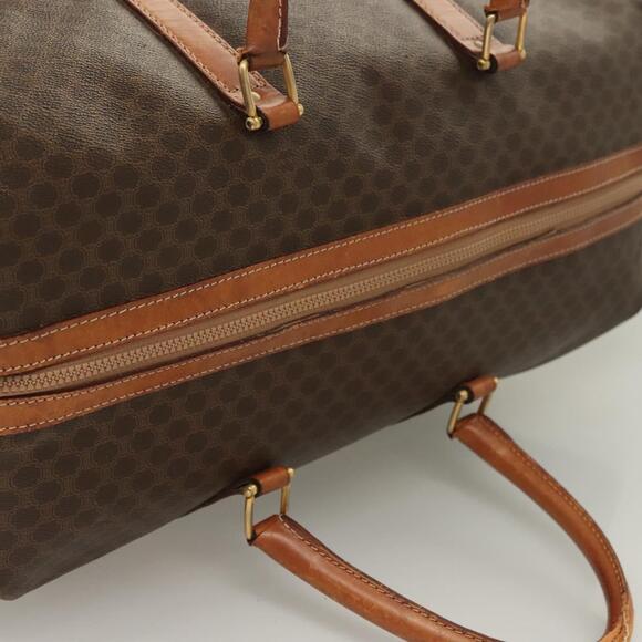 CELINE Macadam Canvas Boston Bag Pvc Leather Brown Gold - Picture 6 of 12